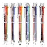 12 Paket 6-in-1 Retractable Rollerball Multicolor Stifte, 6-Color Kugelschreiber für Büro Schulbedarf Studenten Kinder Geschenk