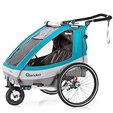 Qeridoo Sportrex2 (2020/2021) Fahrradanhänger 2 Kinder, einstellbare Federung