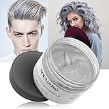 Temporäre Haarfarbe Silbergrau Haarfarbe, Styling Haartone für Männer Frauen, Natürliche Frisur Pomade, Temporäre Haarfärbemittel Wachs für Party, Cosplay & Halloween, 4,23 Unzen (Silbergrau)