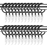 WIFUN Gardinenringe und Haken, Metallringe zum Aufhängen, mit Kunststoff-Vorhanghaken für Vorhänge und Stangen, 30 mm Innendurchmesser, 24 Stück