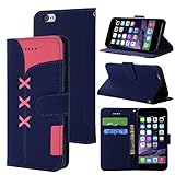 KIOKIOIPO-N Stoff Nähen Stickerei Horizontal Flip Ledertasche mit Halter & Kartensteckplätze & Brieftasche for iPhone 6 (Color : Dunkelblau)