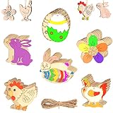 Powmag 48 Pieces Creative Art and Craft Supplies for Kids Crafts and Decorating, Wooden Pendant Decoration DIY C