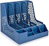 WOAIAI Zeitschriftensammler, Buchhalter, Schreibtisch-Organizer, vertikaler Ordner mit Stifthalter und Aufbewahrungskörben für Schreibtischzubehö