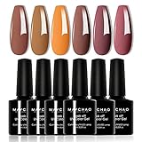 MAYCHAO UV Nagellack Set, 6 Farbe 7.3ml Gel Nagellack Set Shellac Nagellack UV LED Nagellack Langlebig Gesund Soak Off Gel Nagellack Mit (MCDA0010)