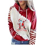 LRWEY Damen Weihnachten Sweatshirt Langarm Kapuzen Sweatshirt Für Frauen Pullover Kapuzenpullover Sweatshirt, Rot B, 42