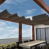 AWAING Sonnensegel Erweiterbar,Schattiernetz mit ösen Home Outdoor Sonnensegel Versenkbare Wellenüberdachung Sonnenschutz Permeable Pergola Cover für Holzterrasse Patio Garden UV-Schutz(Color:Brow