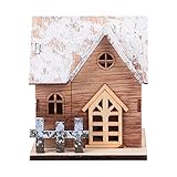 STOBOK LED Holzhaus weihnachtshaus beleuchtet Weihnachtsstadt Winter Village Holz Deko Haus mit LED-Beleuchtung Weihnachtsdorf Dekoration Weihnachtsdekoration als Tischdeko Kinder Geschenk