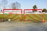 POWERSHOT Fußballtor POP UP - 2 Größen zur Auswahl - 2er Set - faltbares Garten Fußballtor für Kinder in ROT/WEIß (120 x 90cm)