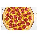 Teppich Italienische Pizza Mit Peperoni-Scheiben Rechteckiger Weicher Schlafzimmerbodenteppich Für Wohnzimmer 60×40