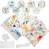 Baumwollstoff meterware Stoffe Stoffreste Stoffpaket 8Stück 25x25cm für Patchwork, Handtaschen, Puppen, Baumwolle DIY Baumwolltuch mit Gummi und Vliesstoff für Nähen und Heimwerken(Dinosauriermuster)