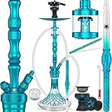 DILAW® SKITTO X Shisha Set Hookah Aluminium Alu 85cm Wasserpfeife Kaminkopf Komplettset Molassefänger Silikonschlauch Alu Glas-Mundstück Kaminaufsatz 18/8 schliff Edelstahl Tauchrohr, Türk