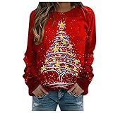 Weihnachten Long pullis für Damen Bluse Damen sexy Tunika Damen Langarm elegant lang sommershirts Damen luftig Jeans Lack Jacke Damen rüschenbluse u Boot Ausschnitt t-Shirt Coole Shirts D