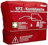 Kalff KFZ Kombitasche TRIO Compact, Verbandstasche Auto + Warnweste + Warndreieck NANO mit Erste Hilfe Broschü
