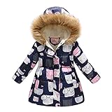Kapuzenjacke Kinder Gepolsterte Winterjacke Junge Mädchen Warm Wintermantel Mit Kapuze Herbst Winter Steppjacke Übergangsjacke Cartoon Drucken Winddicht Reißverschluss M