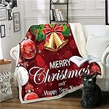 Kuscheldecke Rote Weihnachtsglocke Fleecedecke Super Weiche Flanell Blanket 150x200 Wohndecke Wärme Kuscheldecke Flauschig Decken als Sofadecke Tagesdecke oder Reisedeck