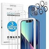 OMOTON für iPhone 13 Panzerglas mit Rahmen-Installationshilfe, kompatibel mit iPhone 13 Kamera Schutzfolie, [3+2 Stück], [Anti- Kratzer], [Bläschenfrei], [9H Härte], [HD-Klar]