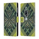 Head Case Designs Trinität Triquetra Keltisch Kleeblatt Leder Brieftaschen Handyhülle Hülle Huelle und Passende Designer Hintergrundbilder kompatibel mit Sony Xperia XZ2