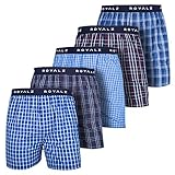 ROYALZ 5er Pack Boxershorts American Style für Herren Männer Unterhosen Kariert Blau klassisch 5 Set Jungen Unterwäsche weit, Farbe:Set 001 (5er Pack - Mehrfarbig), Größe:M