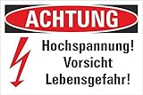 Schild Achtung Vorsicht Hochspannung Lebensgefahr Blitz Symbol 3 mm Alu-Verbund 450 x 300