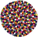 GURU SHOP Runder Filzteppich, Bodenmatte aus Kleinen Filz Kugeln - Ø 40 cm, Mehrfarbig, Untersetzer, Tab