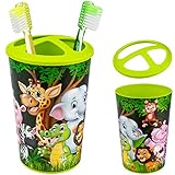 alles-meine.de GmbH Zahnbürstenhalter / Kinderzahnputzbecher - lustige Zootiere - Zahnbürstenbecher - für Zahnbürste - Becher - Kinderzahnbürste Babyzahnbürste - Mädchen Jung