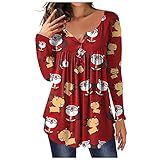Weihnachten blusentops Damen Oversize Shirt Damen Sommer schwarzes Hemd Damen blusen Damen lang Oberteil Frauen blau Brautmutter Anzug Long pullis für Damen Damenpullover Langarm Winter S