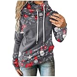 Weihnachten Shirt Damen Langarm elegant Tunika Damen Langarm knitterfreie Bluse Damen top tiefer Ausschnitt Pullover, Royalblau Shop online Damen Sweatshirt Damen Bluse schwarz D