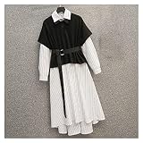 Gyzx. Frauen Herbst Große Größe Mode Alter Hemd Hemd Kleid Damen Mode Zweiteilige Anzug (Color : White, Size : XXXXL code)