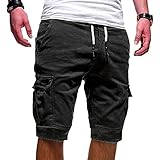 Cindeyar Shorts Herren Kurze Hosen Outdoor Casual Cargo Shorts Bermudas Sommer Chino Jogger Hose (219Grau,L)