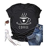 Blue Star Weihnachtshemd für Damen, Teenager, Mädchen, Kaffee-T-Shirt, Neuheit, Rundhalsausschnitt, lustiger Druck, kurzes Oberteil, schönes Geschenk