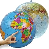 ORBIT GLOBES & MAPS - Wasserball Set aufblasbar, 2 große Globen für Kinder, deutsch, Durchmesser 40cm, 2er Set: politisches und physikalisches Kartenbild, für Garten, S