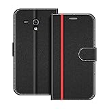 COODIO Handyhülle für Samsung Galaxy S3 Mini Handy Hülle, Samsung Galaxy S3 Mini Hülle Leder Handytasche für Samsung Galaxy S3 Mini Klapphülle Tasche, Schwarz/R
