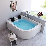 HOME DELUXE - Whirlpool - BLUE OCEAN XL Rechts, Weiß, Maße: 180 x 120 x 65 cm - inkl. Nackenkissen, Armaturen und Whirlpoolpumpe I Whirlpool für 2 Personen, Indoor Jacuzzi, Eckbadew