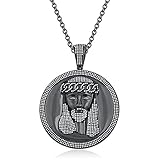 silvernshine Unisex Jesus Disc Anhänger in 14 K schwarz gold FN 1,15 CT Rundschliff weiß CZ