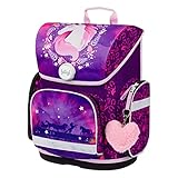 Baagl Schulranzen Mädchen 1. Klasse, Ergo Schultasche Mädchen Grundschule, Leichter Kinder Ranzen Schulrucksack mit Brustgurt (Pferd)