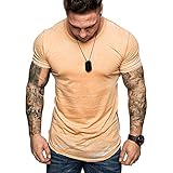 Kurzarm Oversize Herren Vintage T-Shirt Verwaschen O-Neck Basic O-Ausschnitt S