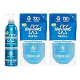 King of Shaves Sensitive Shaving Gel, Refillable Aluminium Bottle 1 x 250ml and Refill Shave Gel Pouch 2 x 200