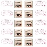 24Pcs Augenbrauen Schablone, 24 Stile Augenbraue Pflege Gestaltung Vorlage, Wiederverwendbare handhabbare Augenbrauen-Form DIY-Brauenpflege-Formvorlag