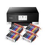 Canon Pixma TS8350 TS-8350 All-in-One Farbtintenstrahl-Multifunktionsgerät (Drucker, Scanner, Kopierer, CD-Druck, USB, WLAN, LAN, Apple AirPrint, SD-Karte) Schwarz + 24er Set IC-Office 580XXL 581XXL