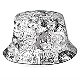 Emonye Men Women Travelling Fisherman's hat Foldable Bucket Cap Wide Brim Sun Hat Ahegao Steam Hentai CollageOne S