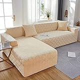 Sofa Überwürfe Sofabezug,Sofa üBerzug für Sektionssofa,Stoffbezug Sofa Cover für 1 Sitzer,Ecksofa Bezug,Sofa Lehnenschutz Cover,Jacquard-Samt Vofa Bezug-3-Sitzer_Beig