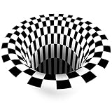 NgMik 3D Vision Teppich Falle Schwarz Und Weiß 3D Stereo Kurzhaufen Runde Teppich Wohnzimmer Schlafzimmer Nachttisch Couchtisch Computer Stuhl Pooratat Rutschfester Tepp