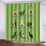 YTSDBB Blickdicht Gardinen für Schlafzimmer Grüne Avocado B 280 x H 260 cm 3D Digitaldruck Druckmuster Öse Thermisch isoliert 90% für Schlafzimmer Wohnzimmer ​Kinderzimmer Junge mit M