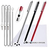 The Friendly Swede XXL Touchpen Dünne Spitze, Eingabestifte für Tablets, Smartphones, Laptops - Stylus Pen - 18,5 cm Langer kapazitiver Eingabestift Touchscreen (Rot, Silber, Schwarz)