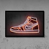 WSHIYI Jordan Sneaker Kunstdruck Basketballschuhe Poster Street Wall Art Neon Leinwand Geschenkidee Mann Büro und Wohnkultur 42x60cm (16.5x23.6 Zoll) Kein R