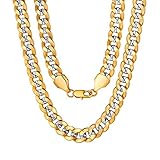 ChainsPro Kupfer Zweifarbige Kette 6/6.5/10mm Herren Halskette,Hip Pop Halsketten Gold Kupfer Ketten，Kettenlänge 46-76cm Gold Kupfer Herrn Ketten für Damen/H