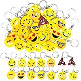 34 Stück Mini Emoji Schlüsselanhänger,Emoji Anhänger,Emoji Schlüsselanhänger,Gesicht Emojicon Deko Kette,Party Geburtstag Geschenk für Kinder Anhänger Dekorationen Zubehör für Taschen und Rucksäck