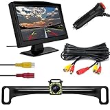 TOTMOX Auto-Rückfahrkamera-Kit, 4,3 Zoll digitaler TFT-LCD-Monitor + HD wasserdichte versteckte Rückfahrkamera mit 12 Infrarot-Nachtsicht-LED