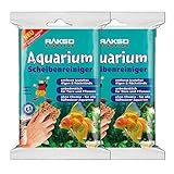 RAKSO Süßwasser Aquarium-Fenster-Glas-Reiniger Scheiben-Reinigungs-Schwamm Kratzfreie Algen-Entfernung 2x2St + H