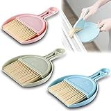 ShenMiDeTieChui 3 Stück 2in1 Kehrset Handkehrset Mini Kehrschaufel und Bürsten, Mini Handfeger und KehrblechKomfortgriff Tischbürste Set für Zuhause, Büro, Schule (Size : 20cm)